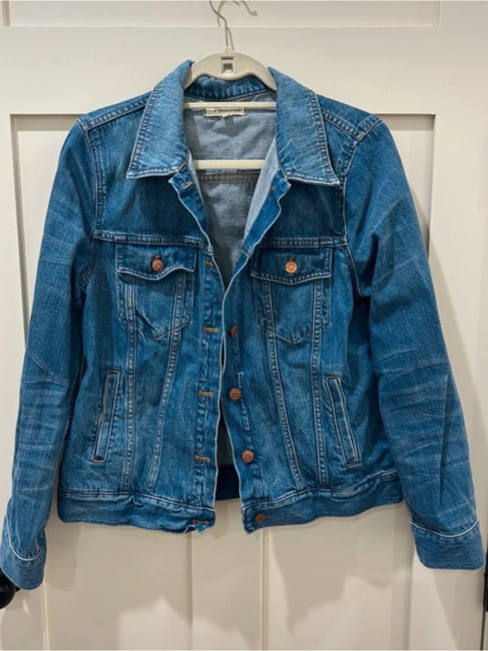 MADEWELL Classic Blue Denim Jacket - Women's Casual Jean Coat Size XL